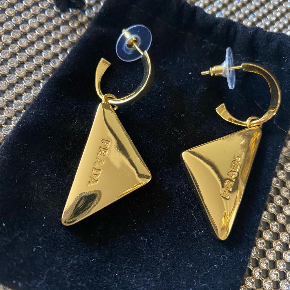 🛑SOLD🛑Prada gold tone earrings